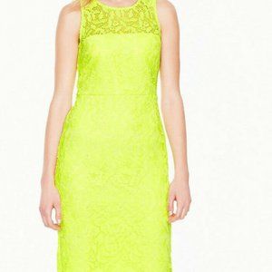 BNWT J.CREW Lace Sheath Dress Neon Citrus  Size 8